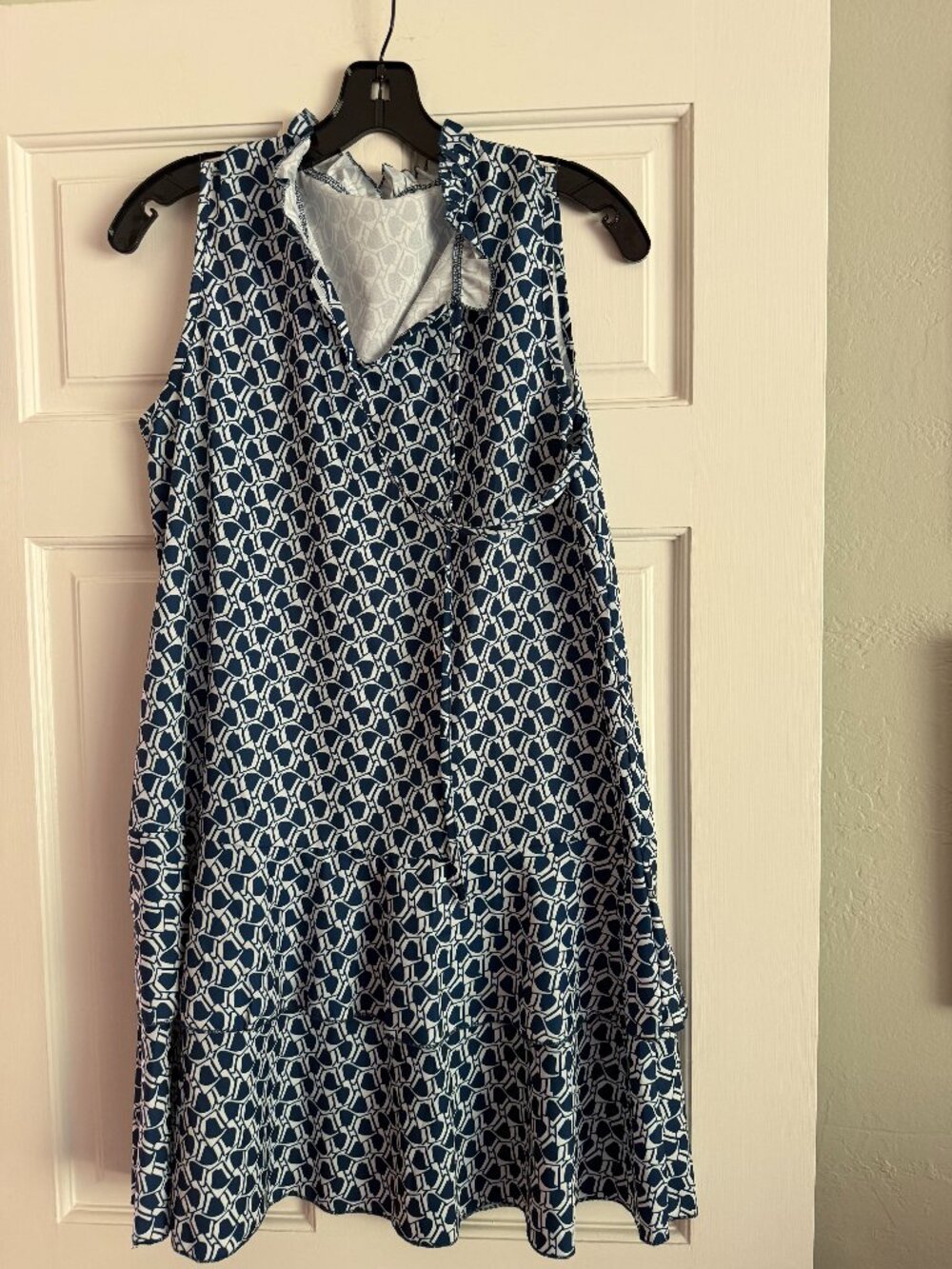 Cute Navy & White Geometric Print Shift Size M